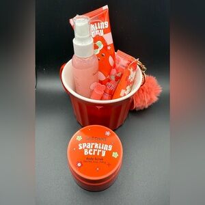 Ulta Sweet & Shimmer Sparkling Berry 6pc Gift Set w/Red Mug Brand New